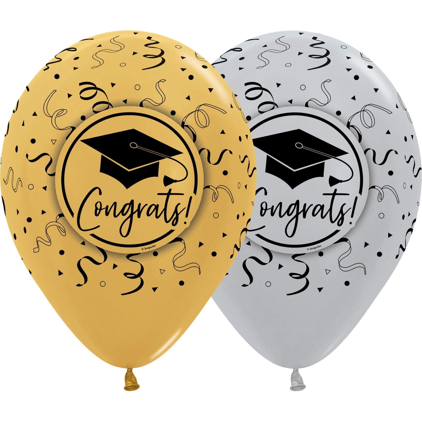 11" Congrats Graduation Gold & Silver Balloons