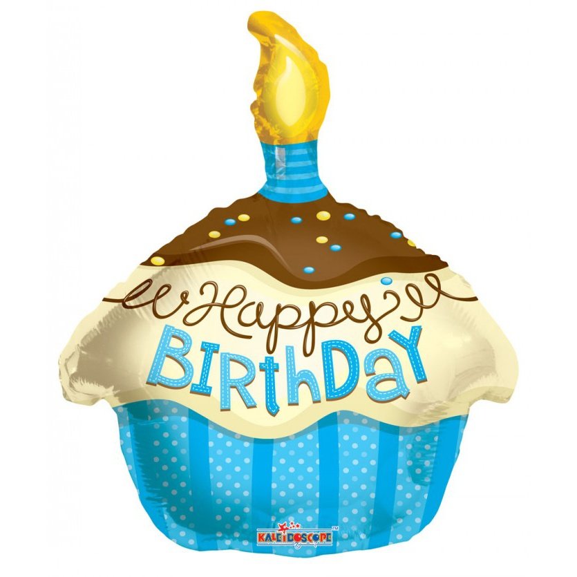 Standard Foil Cupcake Blue Happy Birthday Balloon