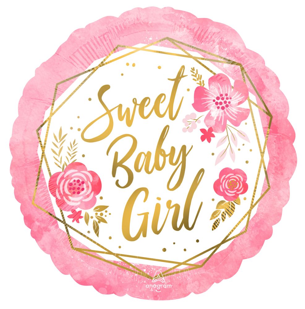 Standard Baby Girl Floral Geo Balloon