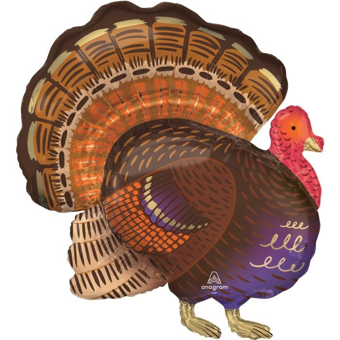 SuperShape Thankful Turkey Foil Balloon – Helium Filled