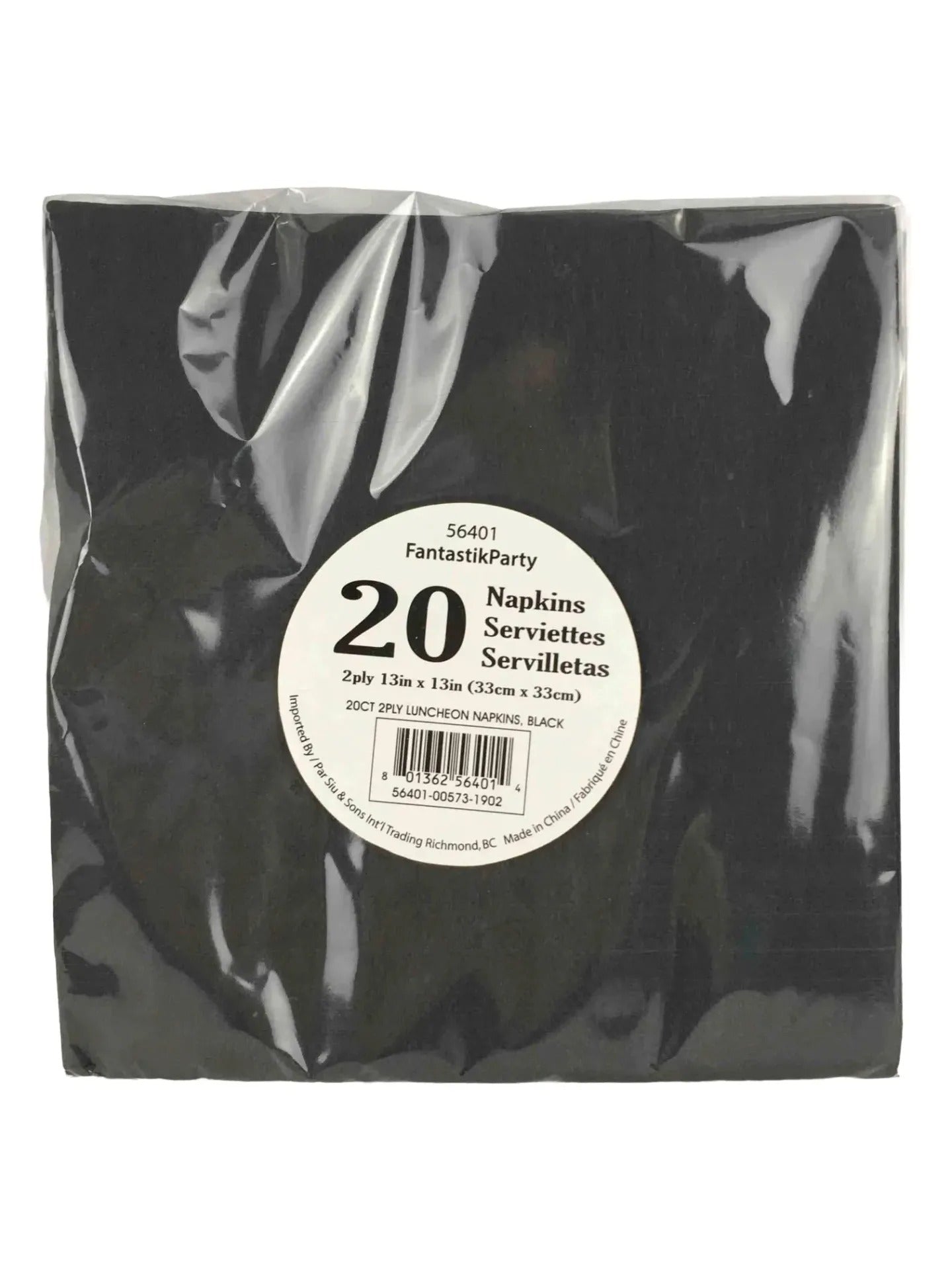 20 Pack 2-Ply Beverage Napkins – Black