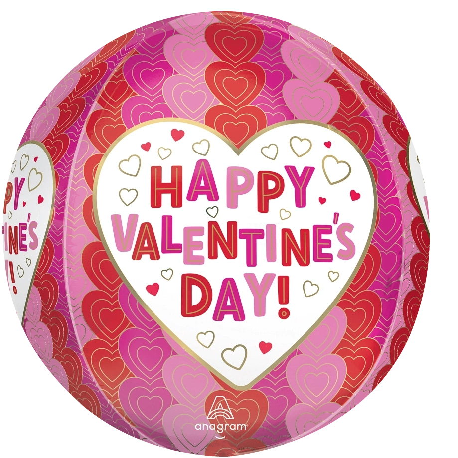 Orbz Happy Valentines Day wrapped in Hearts springbank-balloons