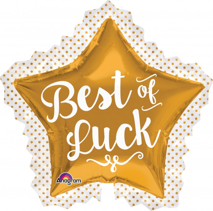 SuperShape Best of Luck Gold Star springbank-balloons