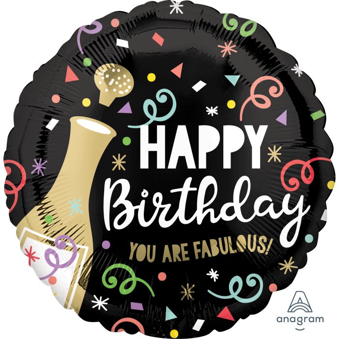 18″ Happy Birthday Gold Bubbly Foil Balloon – Helium Filled