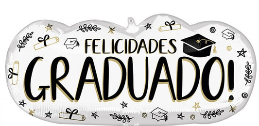 SuperShape Sketched Felicidades Graduado Foil Balloon springbank-balloons