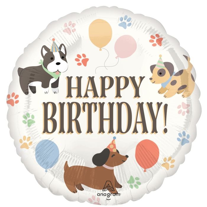 Happy Birthday Pawsome Party helium filled foil balloon