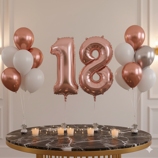 Number Balloon Package – Jumbo Number Balloons with Matching Latex Balloon Bouquets for Birthday Decorations