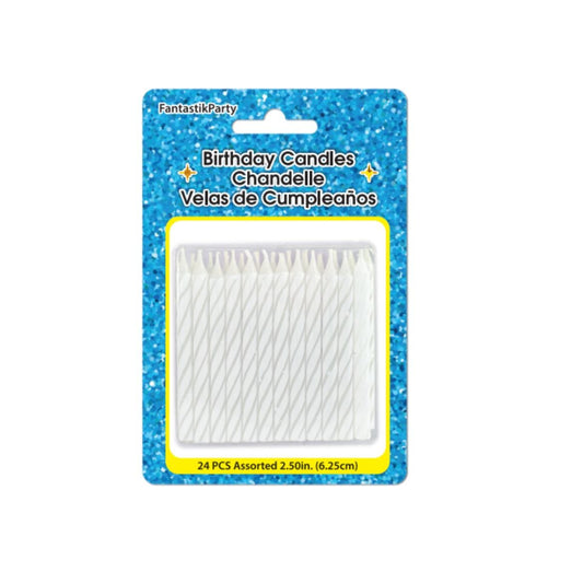 24 Birthday Spiral Candles – White
