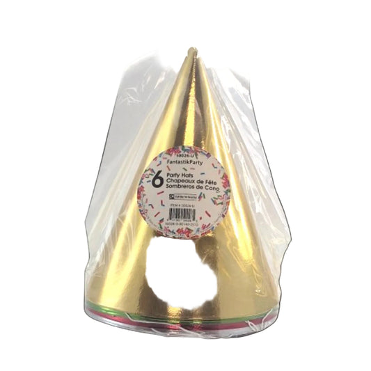 6 Pack Foil Party Hats – Assorted