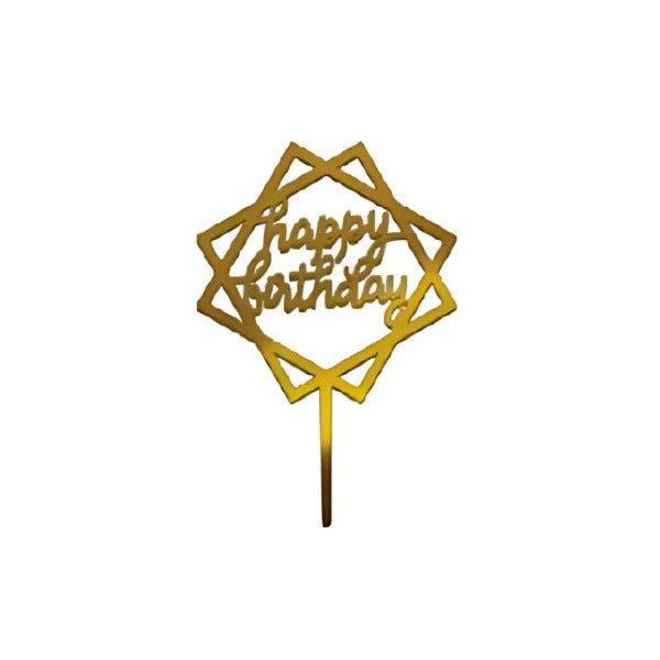 Gold Happy Birthday Cake Topper