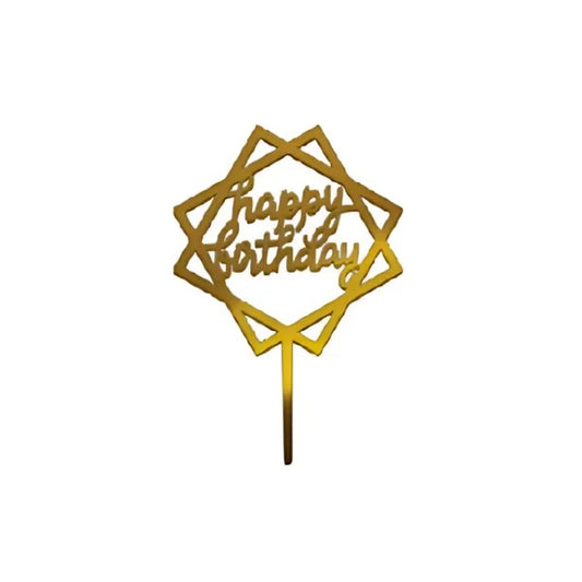 Gold Happy Birthday Cake Topper