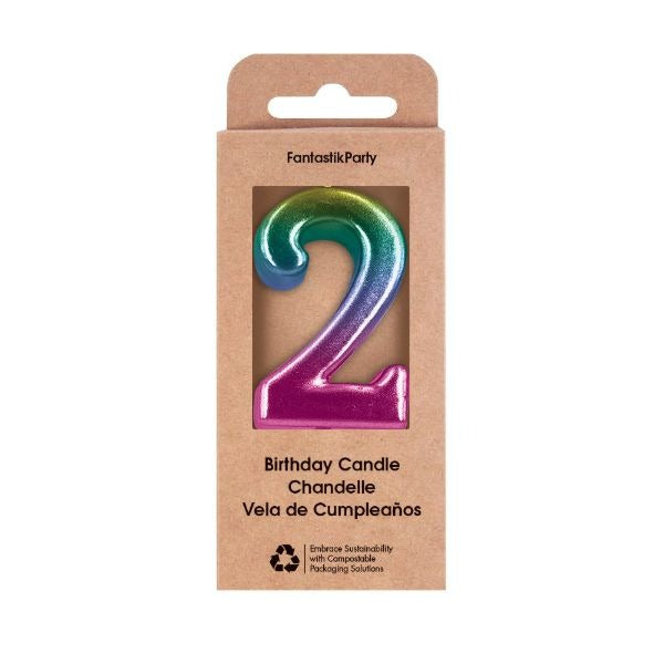 Metallic Ombre Number Birthday Candle