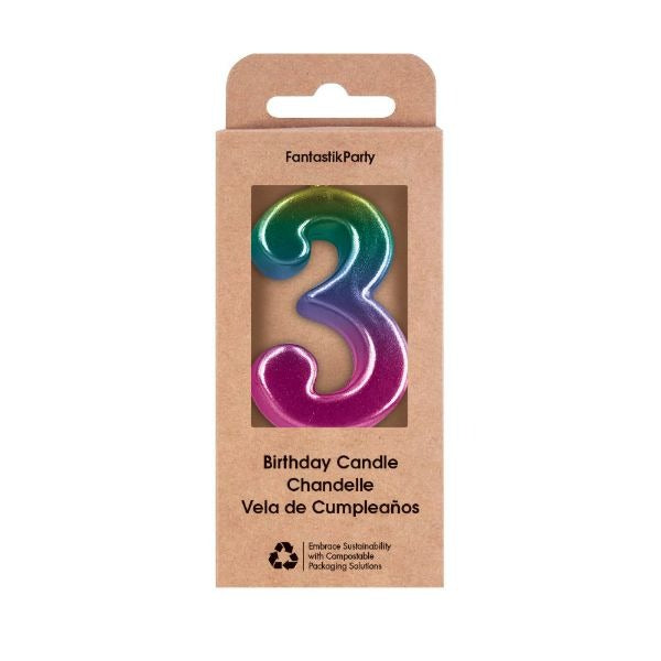 Metallic Ombre Number Birthday Candle
