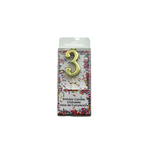 Gold Number Birthday Candle