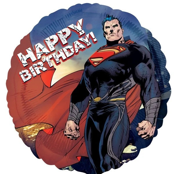 18 inch Superman Man of Steel Happy Birthday helium filled foil balloon