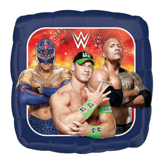 WWE 18-inch square foil balloon featuring Rey Mysterio, John Cena and The Rock