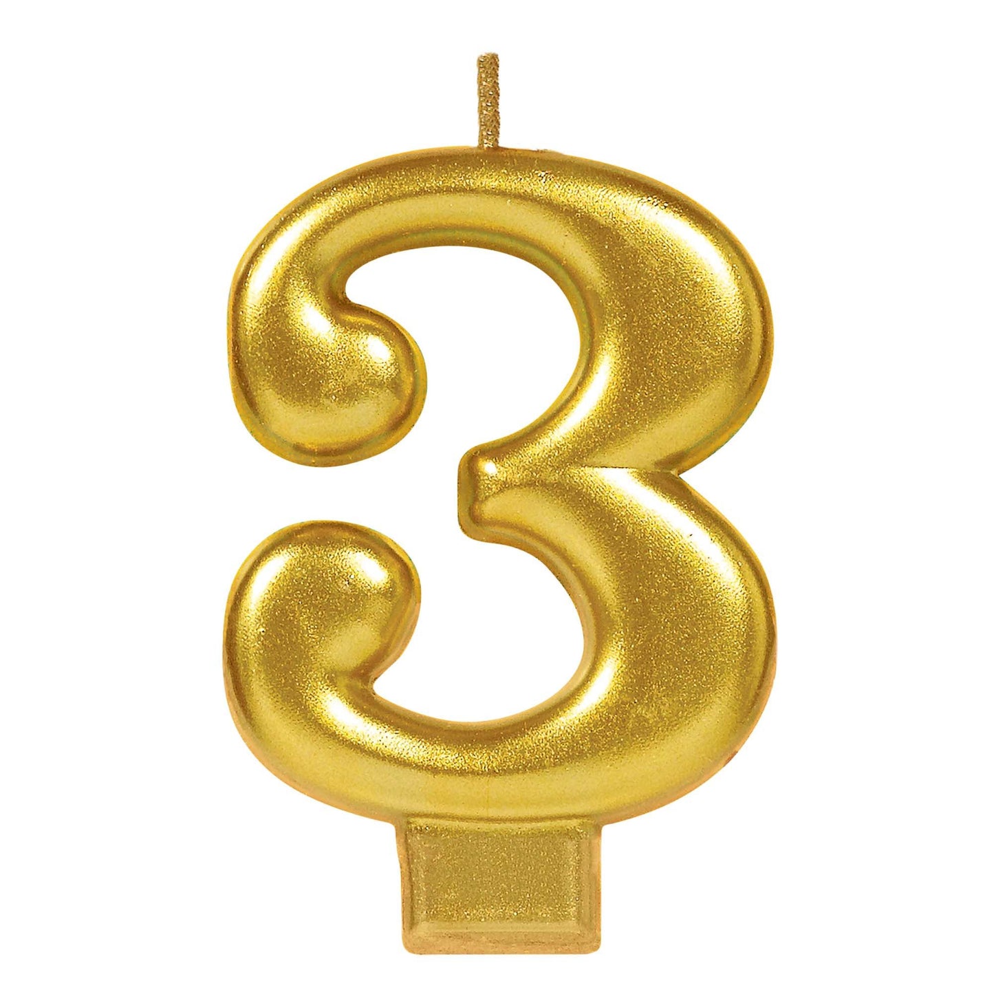 Numeral #3 Metallic Candle - Gold springbank-balloons