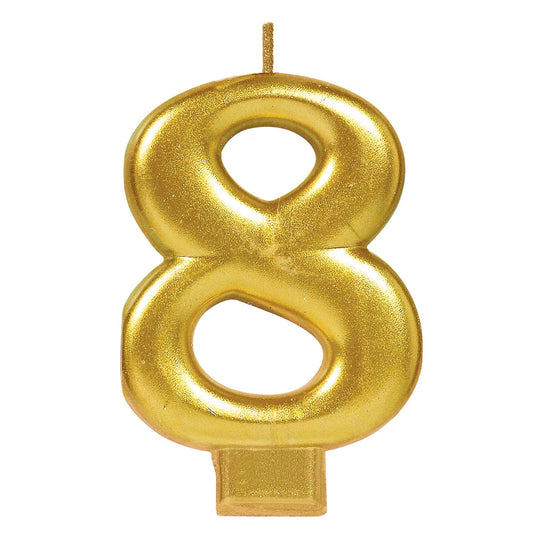 Numeral #8 Metallic Candle - Gold springbank-balloons