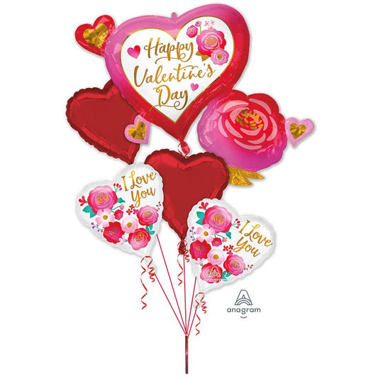 Bouquet of Balloons Happy Valentine's Day Heart & Rose springbank-balloons