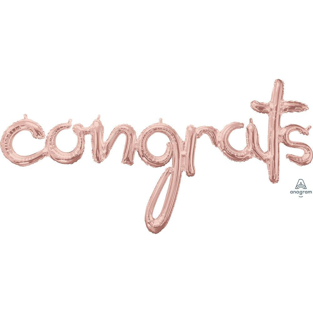 Air Filled Congrats Script Rose Gold springbank-balloons