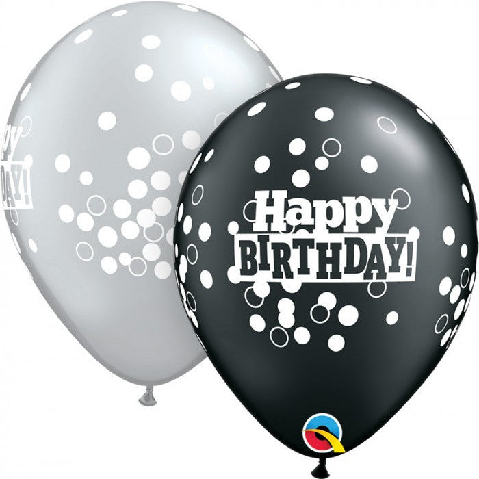 Birthday Confetti Dots Asst. Pearl Onyx Black or Silver springbank-balloons