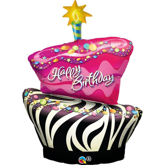 Birthday Funky Zebra Stripe Cake Shape springbank-balloons