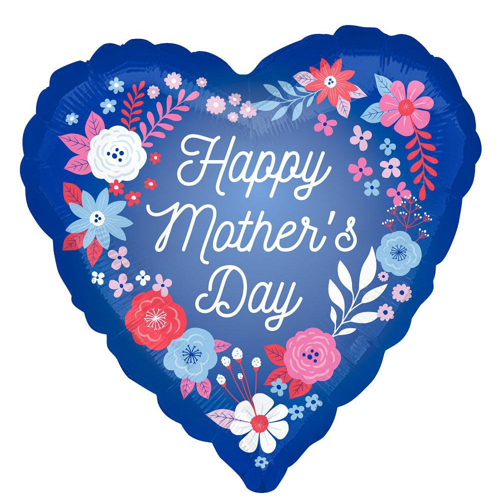 Blue Happy Mother's Day Artful Florals Standard Foil Balloon springbank-balloons