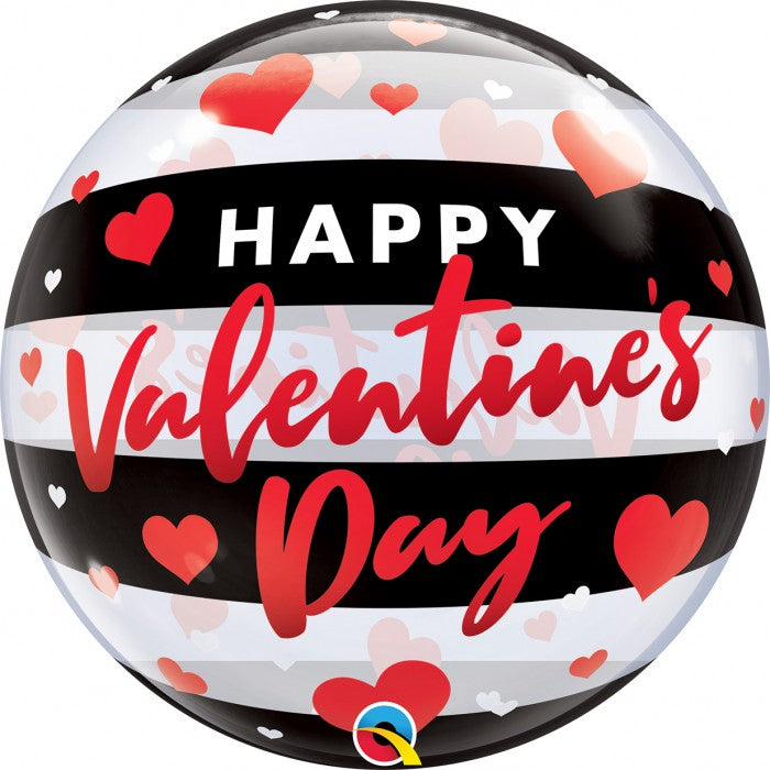 Bubble 22" Valentine's Day Black Strips springbank-balloons