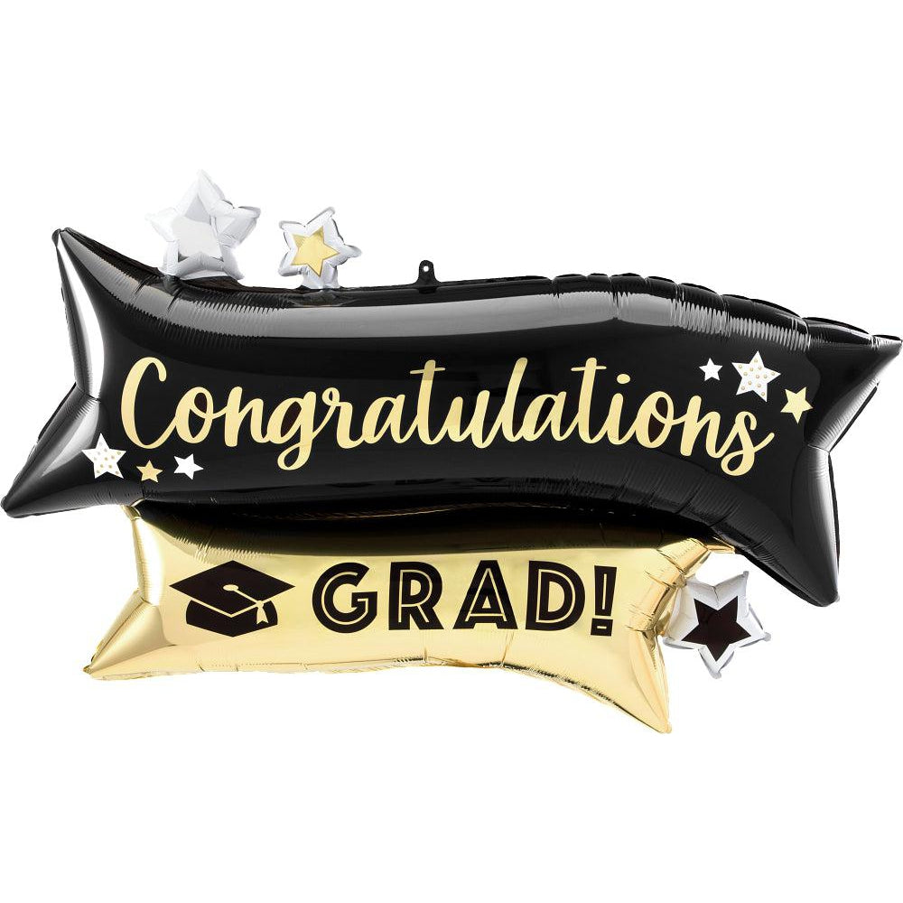 Congratulations Grad Gold & Black SuperShape Foil Balloon springbank-balloons