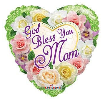 God Bless You Mom Flowers Design Foil Balloon springbank-balloons