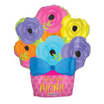 I Love You Mom Bright Flowerpot Shape Balloon springbank-balloons