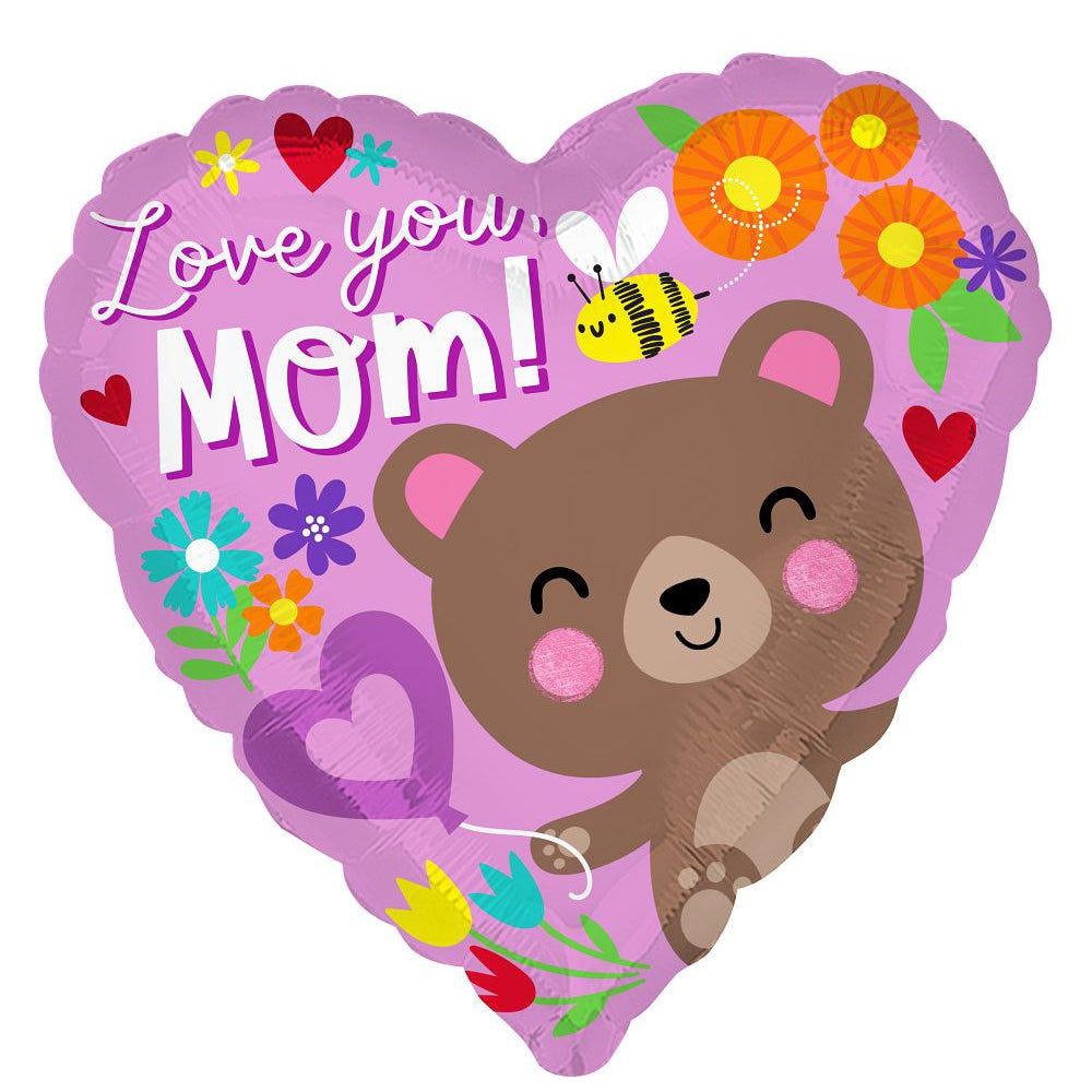 Love You Mom Bear Foil Balloon springbank-balloons