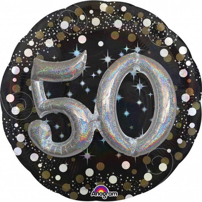 Multi-Balloon Holographic Sparkling Birthday 50 springbank-balloons