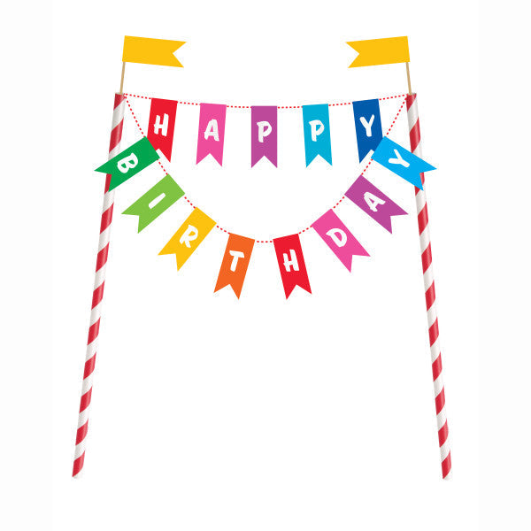 Rainbow Birthday Bunting Cake Topper springbank-balloons