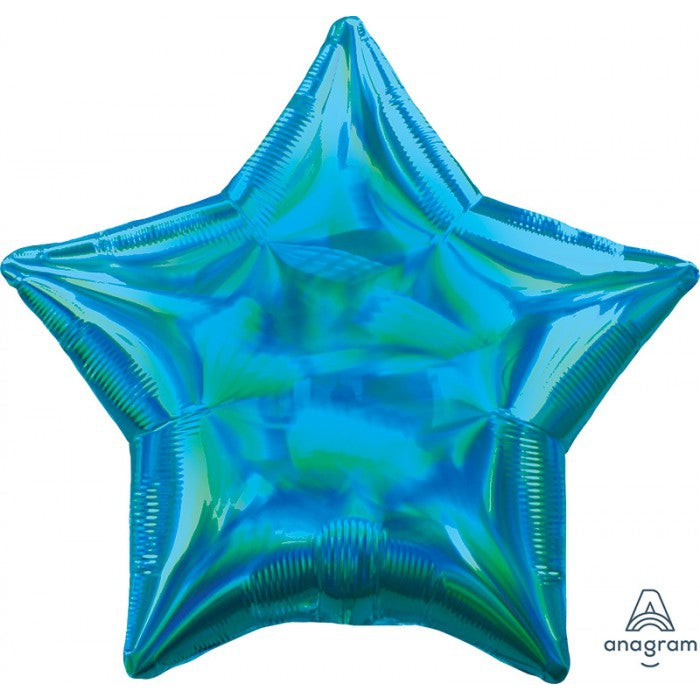 Standard Holographic Iridescent Cyan Star springbank-balloons