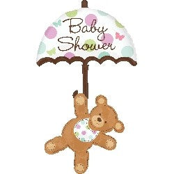 SuperShape Baby Shower Umbrella & Bear springbank-balloons