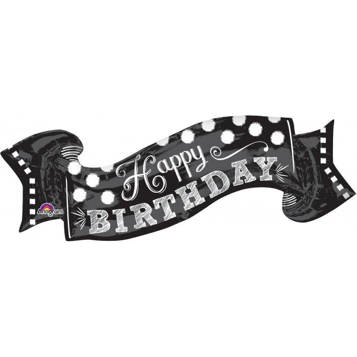 SuperShape Black & White Chalkboard Birthday springbank-balloons