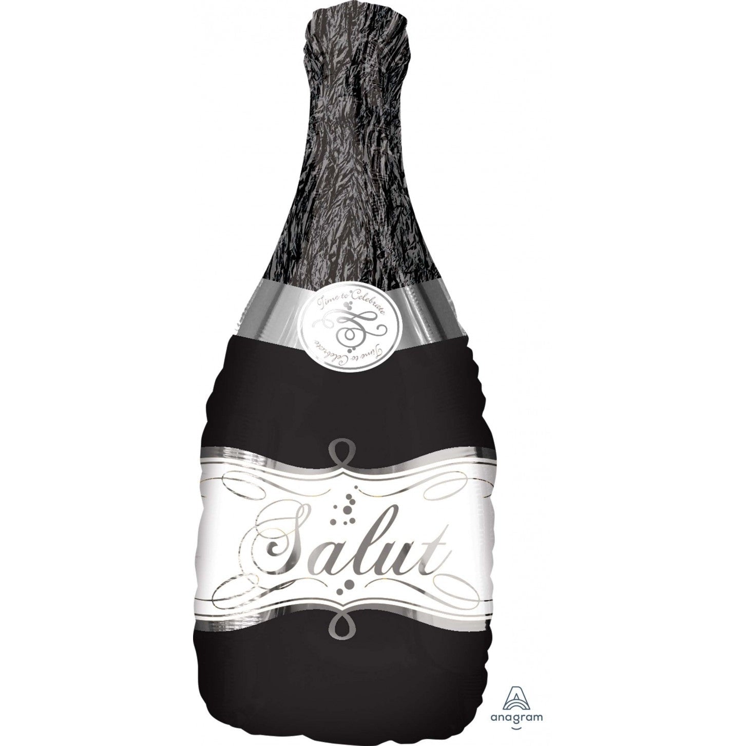 SuperShape Bubbly Wine Bottle Black springbank-balloons