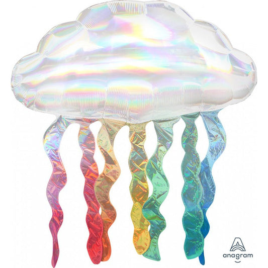 SuperShape Holographic Iridescent Cloud with Streamers springbank-balloons