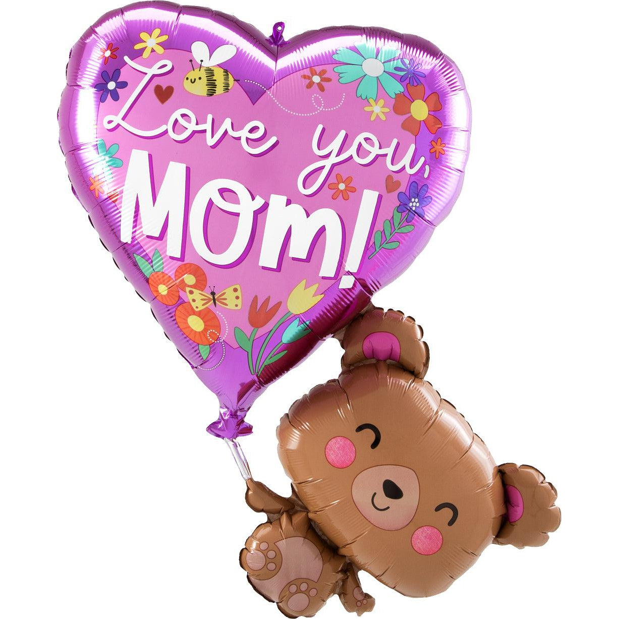 SuperShape Love You Mom Bear Foil Balloon springbank-balloons