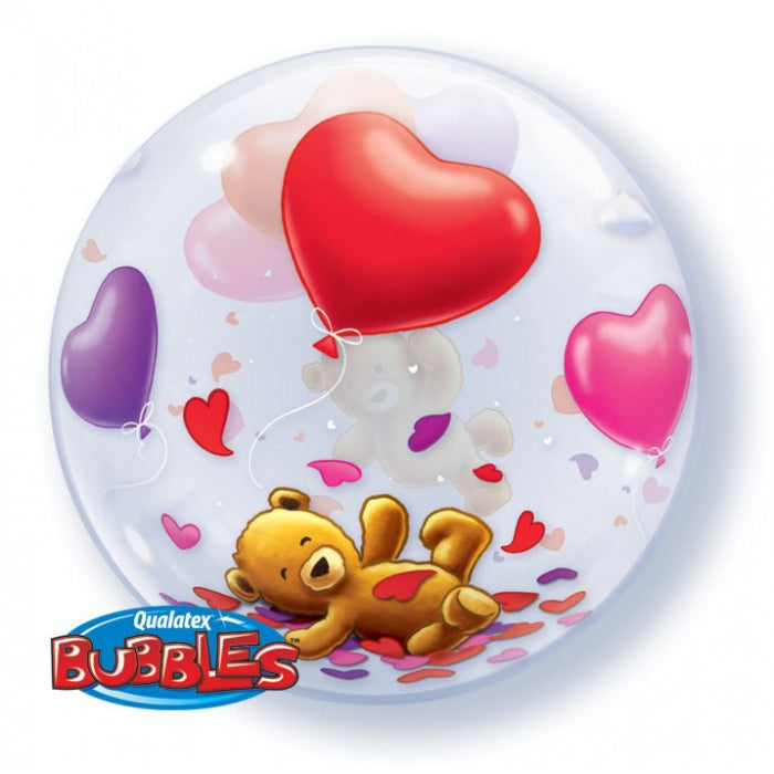 Teddy Bear's Floating Hearts Bubble springbank-balloons