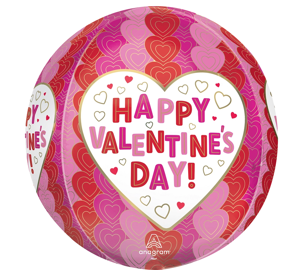 Orbz Happy Valentines Day wrapped in Hearts springbank-balloons